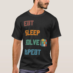 Camiseta Comer Sleep Solve Repetir Resolver Cubo Puzzle Div