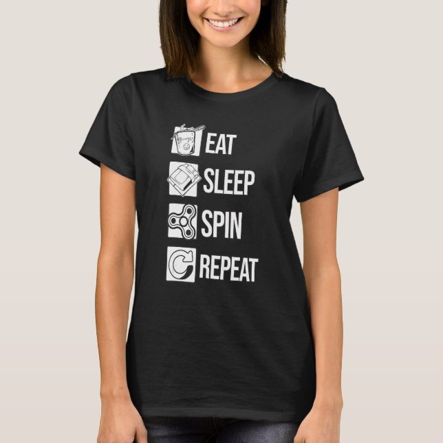 Camiseta Comer Sleep Spin Repetir Spinning Spinning Fidget  (Anverso)