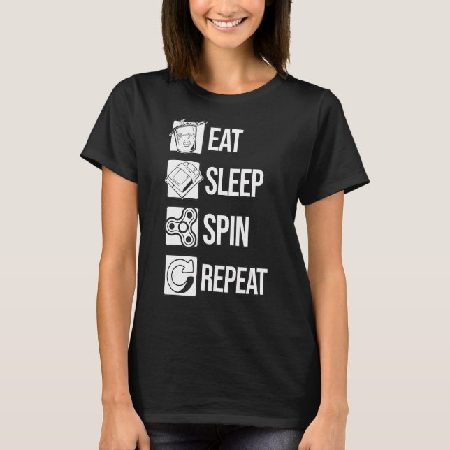 Camiseta Comer Sleep Spin Repetir Spinning Spinning Fidget  (Anverso)