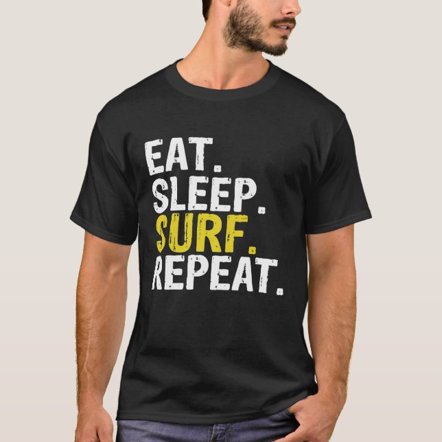 Camiseta Comer Sleep Surf Repetir Regalo de Surfing Premium (Anverso)