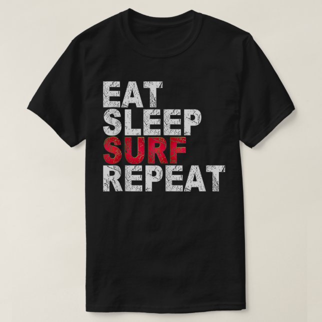 Camiseta Comer Sleep Surf Repetir Surf (Diseño del anverso)