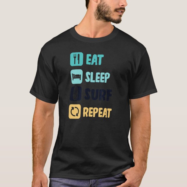 Camiseta Comer Sleep Surf Repetir Surf (Anverso)