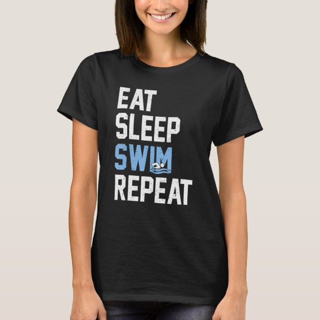 Camiseta Comer Sleep Swimmer Repetir nadador (Anverso)