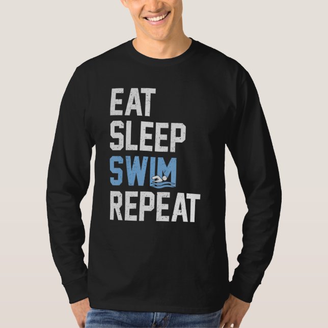 Camiseta Comer Sleep Swimmer Repetir nadador (Anverso)