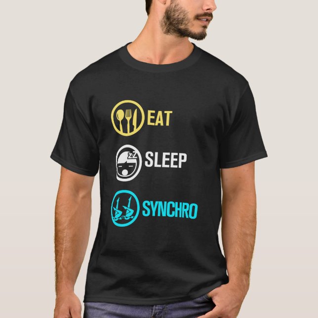 Camiseta Comer Sleep Synchro Sincronización De Natación Art (Anverso)