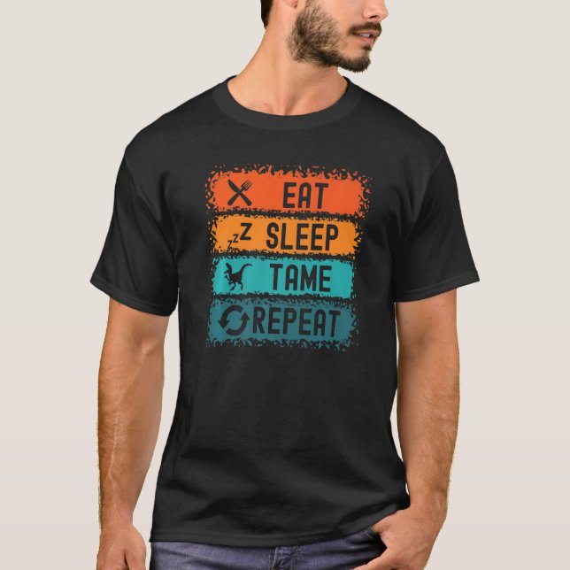 Camiseta Comer Sleep Tame Repetir gamer Dinosaurio Trex (Anverso)