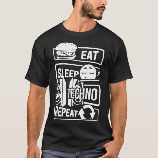 Camiseta Comer Sleep Techno Repetir música electrónica Fies