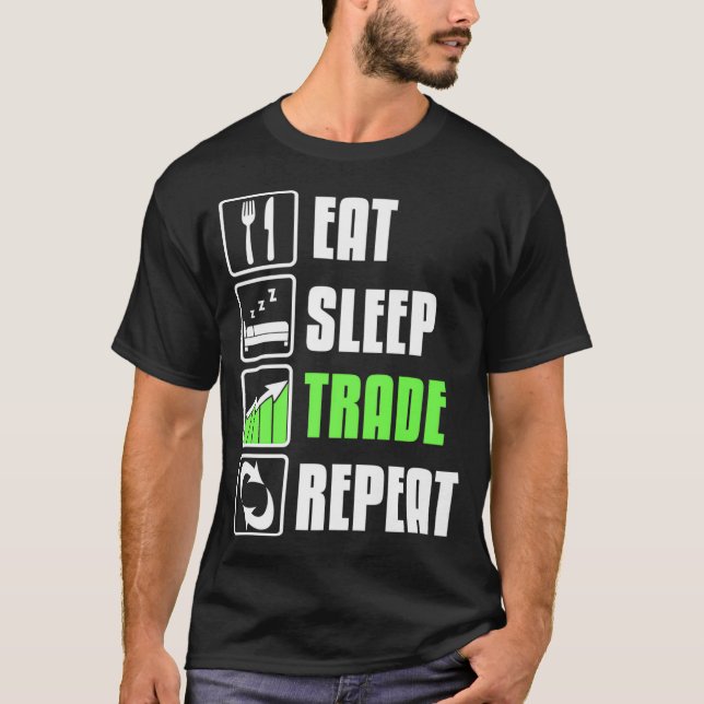 Camiseta Comer Sleep Trade Repetir divertida Bolsa (Anverso)