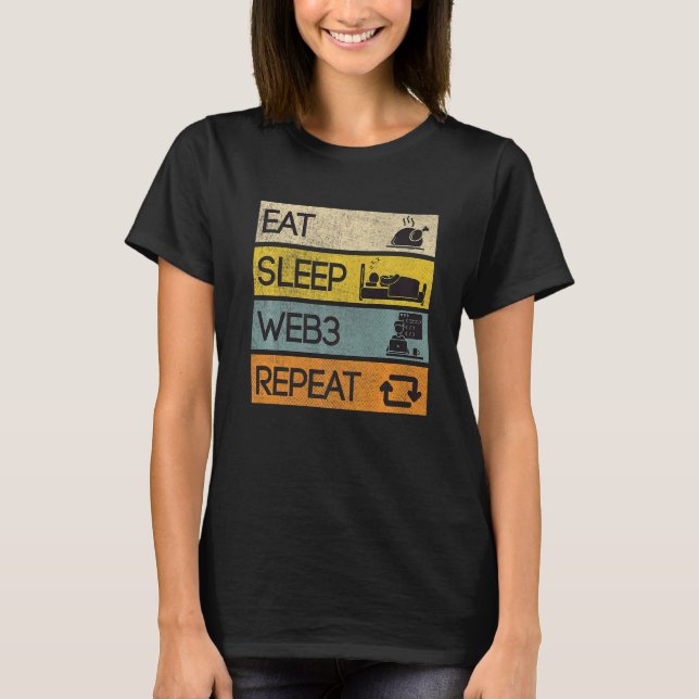 Camiseta Comer Sleep Web3 Repetir (Anverso)