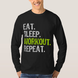 Camiseta Comer Sleep Workout Repetir Graciosa Obtención de