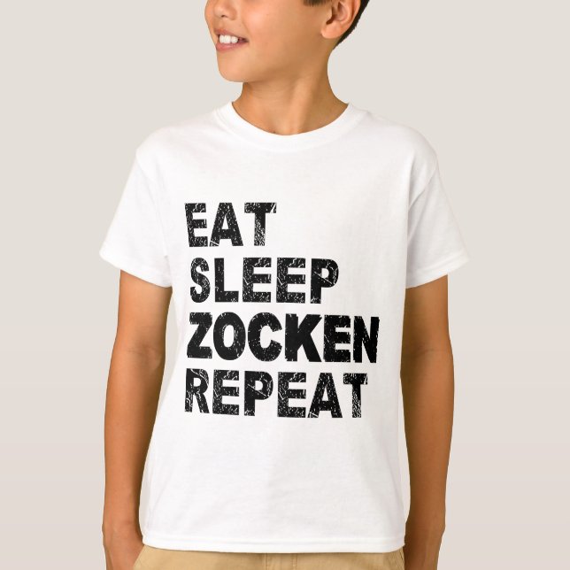 Camiseta Comer Sleep Zocken Repetir (Anverso)