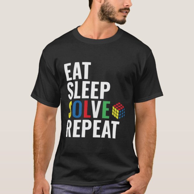 Camiseta Comer solución de sueño repite cubo de rompecabeza (Anverso)