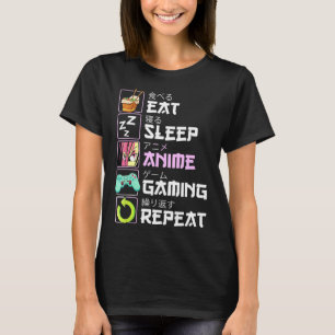 Camiseta Comer Sueño Anime Gaming Repetir Kawaii Otaku Anim