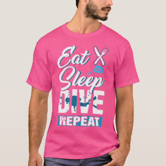 Camiseta Comer Sueño Bucear Repetir Scuba Bucear Amante