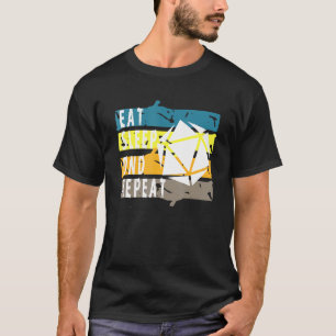 Camiseta Comer Sueño Dnd Repetir Dice Rpg Nerd Roleplay Gam