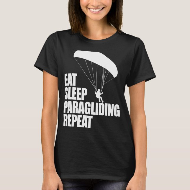Camiseta Comer Sueño Parapente Repetir Hombres Parapente Ad (Anverso)