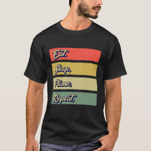 Camiseta Comer Sueño Piano Repetir Piano Retro Música Vinta
