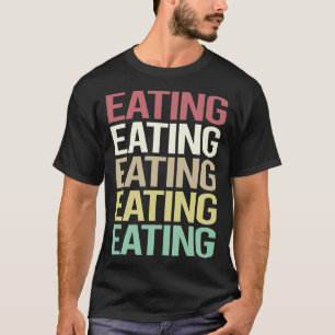 Camiseta Comer texto colorido