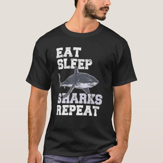 Camiseta Comer tiburones dormidos repetir el océano de tibu (Anverso)