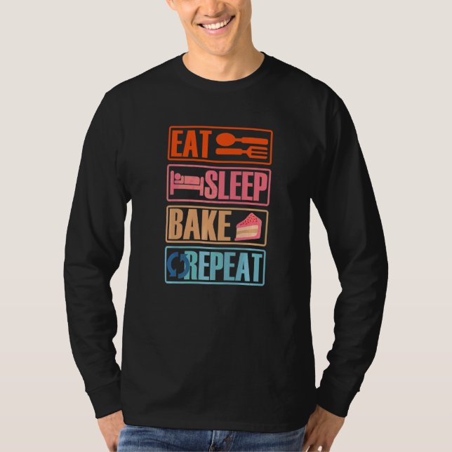 Camiseta Comer Tomas De Dormitorio Bake De Cocina Repetida  (Anverso)