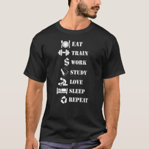Camiseta Comer Tren Estudio de Trabajo Amor Sueño Repetir V