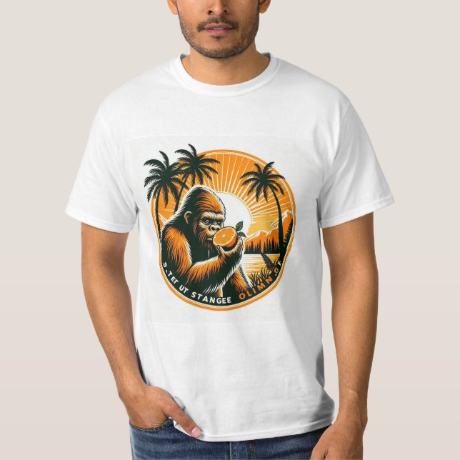 Camiseta Comer un pie de playa a un naranja (Anverso)