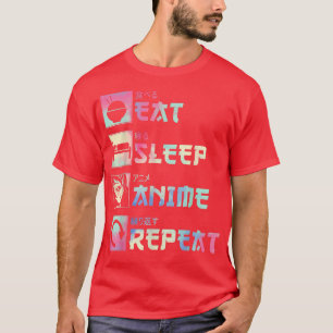 Camiseta Comer un tiempo de sueño repetir graciosa manga ja