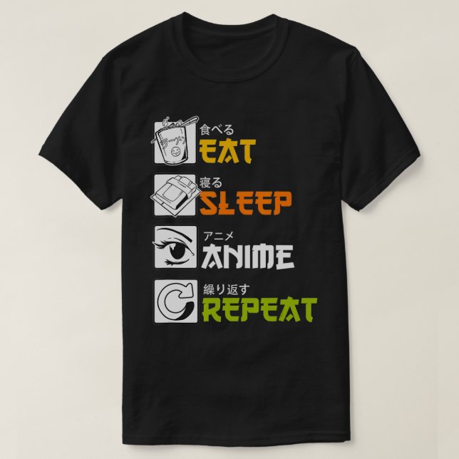 Camiseta Comer un tiempo de sueño repetir graciosos manga j (Diseño del anverso)