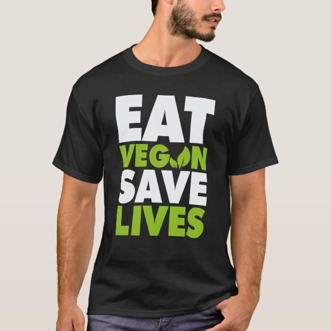Camiseta Comer Vegano Salva Vidas (Anverso)