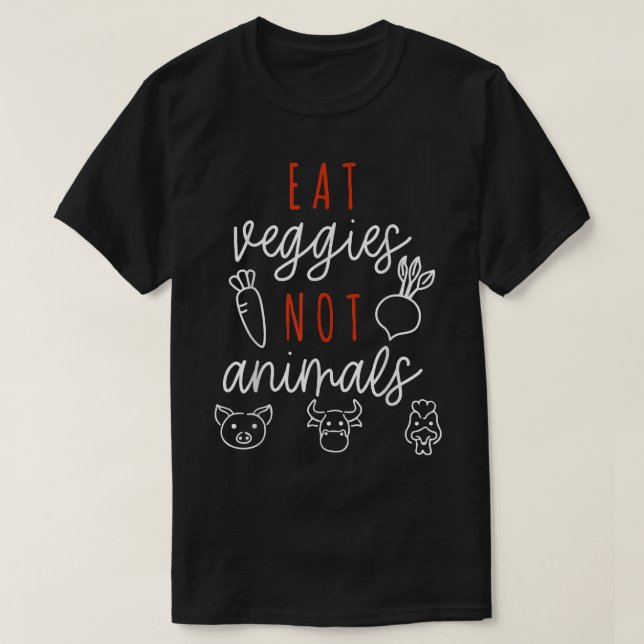 Camiseta Comer Vegetales No Animales Vegetarianos Vegetario (Diseño del anverso)