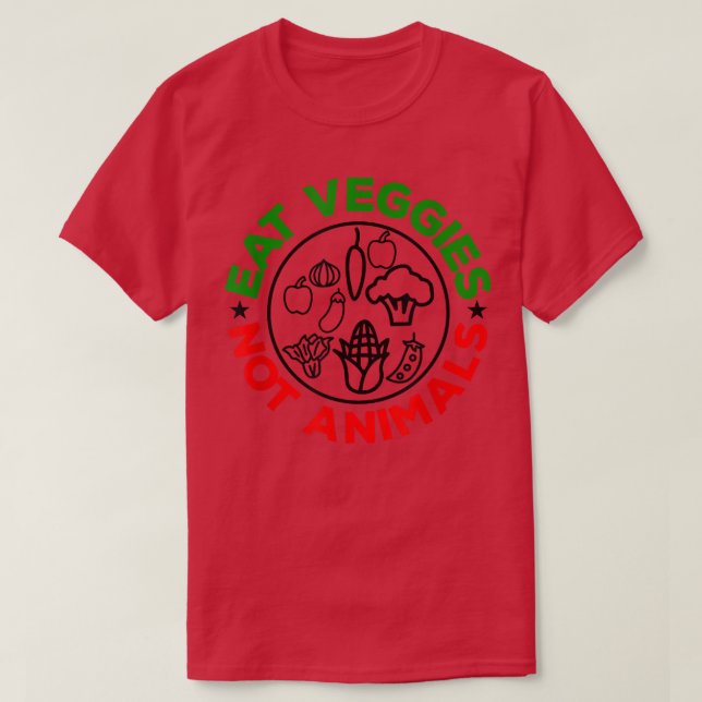 Camiseta Comer Vegetales No animales Vegetarios o veganos (Diseño del anverso)