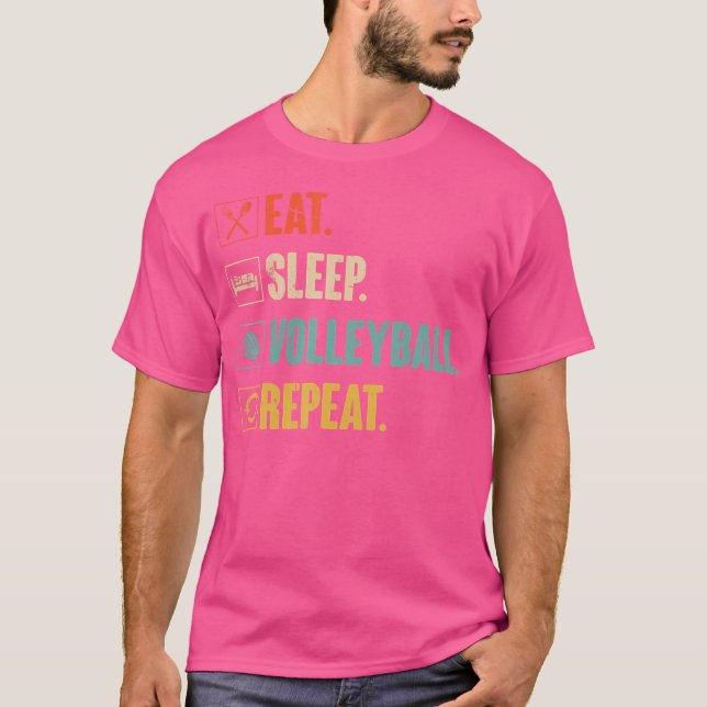 Camiseta Comer voleibol de sueño de voleibol de repetición (Anverso)