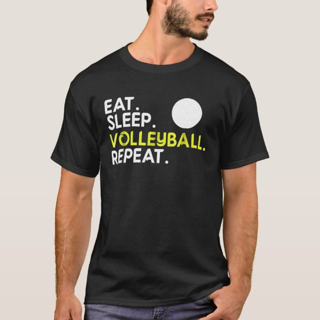 Camiseta Comer voleibol de sueño de voleibol de repetición (Anverso)