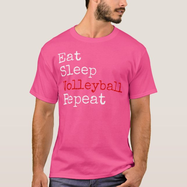 Camiseta Comer voleibol de sueño repetir deportes divertido (Anverso)