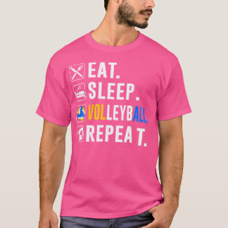 Camiseta Comer voleibol de sueño repetir divertida jugada d