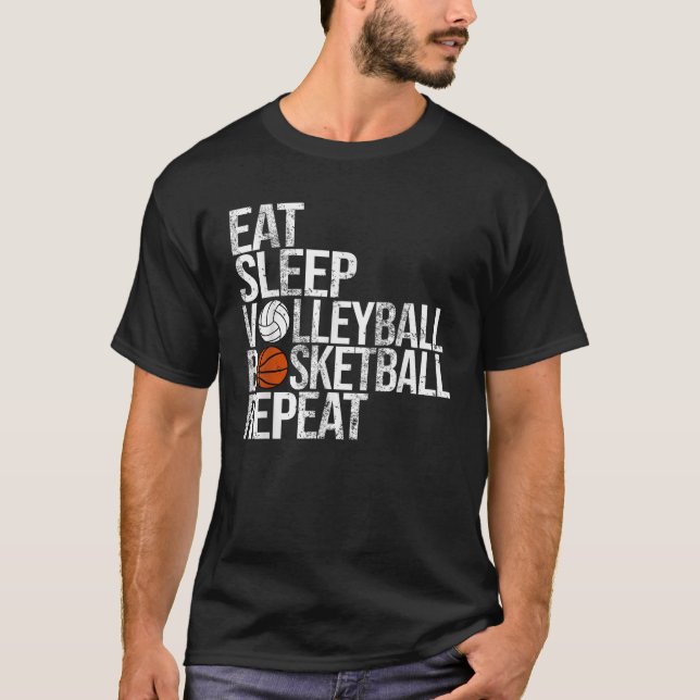 Camiseta Comer voleibol de voleibol de sueño repetición de  (Anverso)