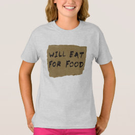 Camiseta Comerá para el Rótulo de la cartulina de la comida