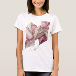 CAMISETA COMETA ADORNADA EFECTO MÁRMOL DORADO Y ROSA CON BR