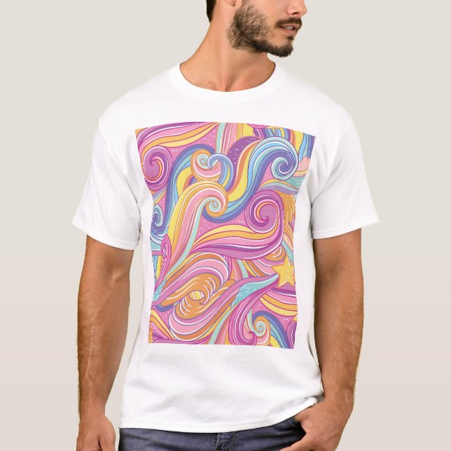 Camiseta Cometa arcoiris: Cielo mágico de ensueño. (Anverso)