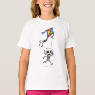 Camiseta Cometa Colorido Esqueleto Corriendo Niños