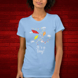 Camiseta Comete en Sky Blue Es un niño Baby Shower