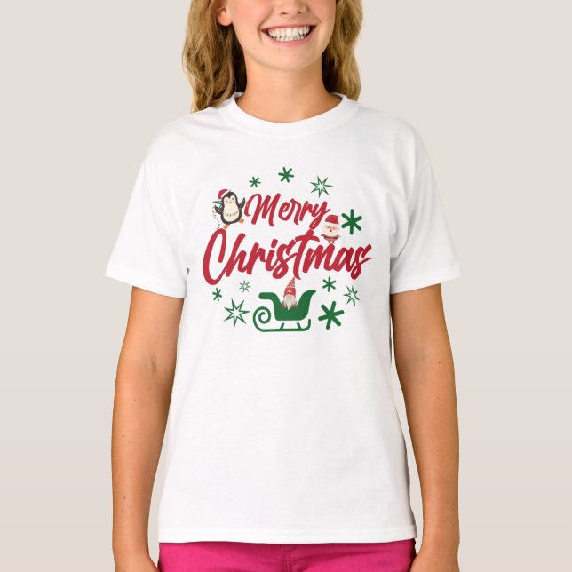 Camiseta Comfort Colors® Cute Merry Christmas Girls (Anverso)