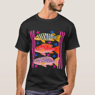 Camiseta Comfort Colors Pescado Colorido Pintado a Mano Cos