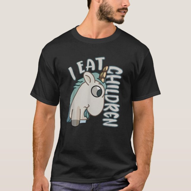 Camiseta Comí a niños unicornio divertida y sarcástica unic (Anverso)
