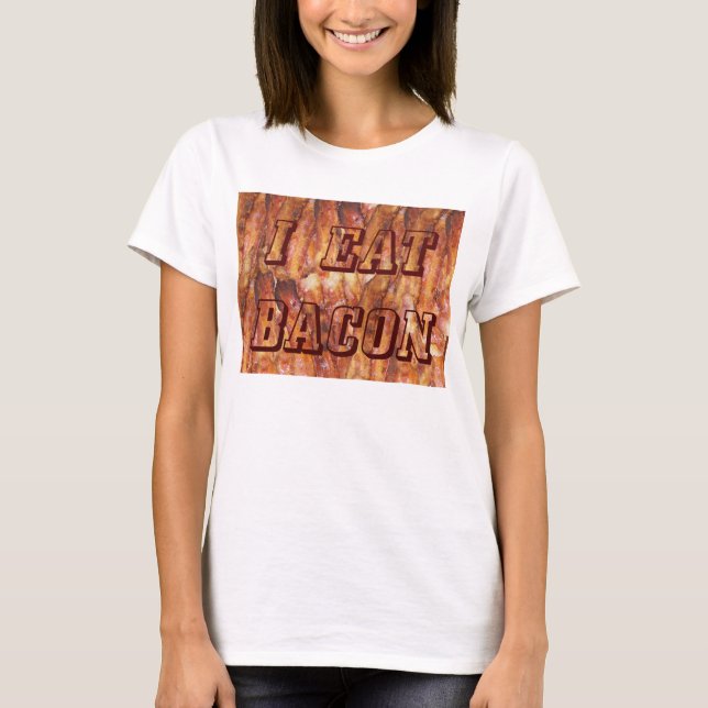 Camiseta Comí Bacon Text con fondo (Anverso)