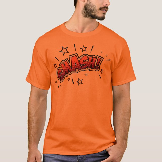 Camiseta Comic Book Art Smash EXclamation Orange (Anverso)