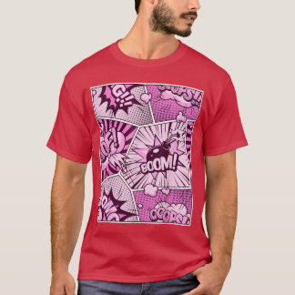 Camiseta Comic Book Pink Color Graphic