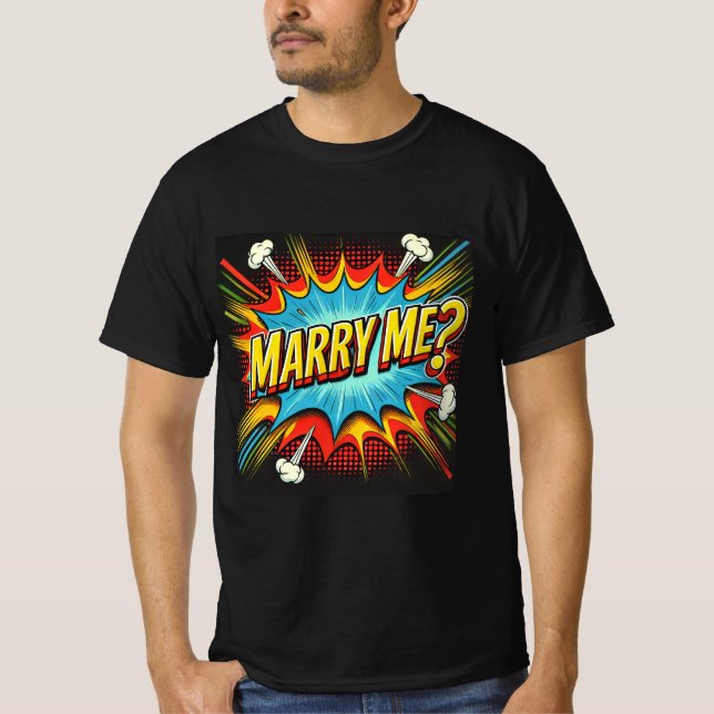 Camiseta Comic Book Style Marry Me Mens Tshirt (Anverso)