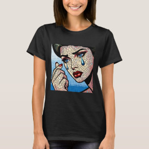 Camiseta Cómic de arte pop bonito triste con lágrimas