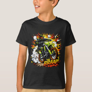 Camiseta Cómic de Motocross Burst Piloto de Moto de Tierra